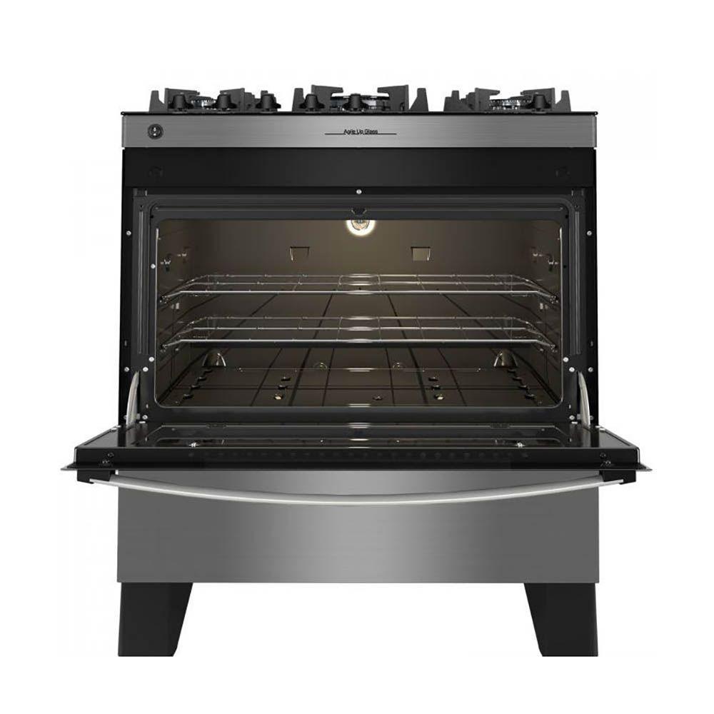 FOGAO GAS 5Q ATLAS AGILE UP GLASS INOX PISO BIVOLT 20 COD 300000887