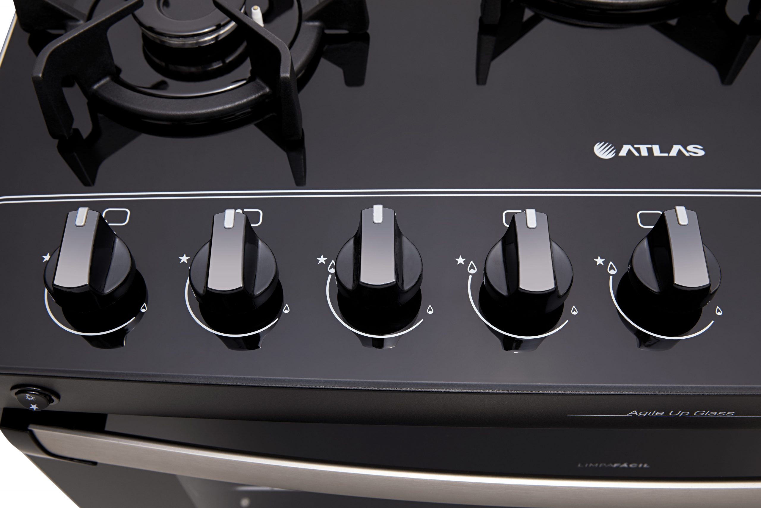 FOGAO GAS 5Q ATLAS AGILE UP GLASS PRETO 20 COD 300000885 » Sonnus